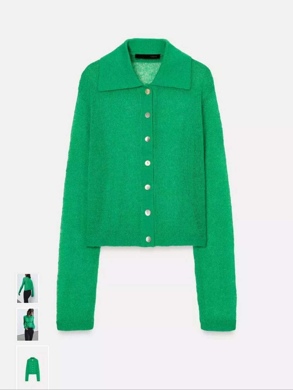 Zara Emerald Green Lightweight Polo-Collar Sweater - Picture 6 of 10